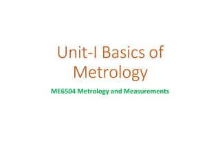 Unit-I Basics of
Metrology
ME6504 Metrology and Measurements
 