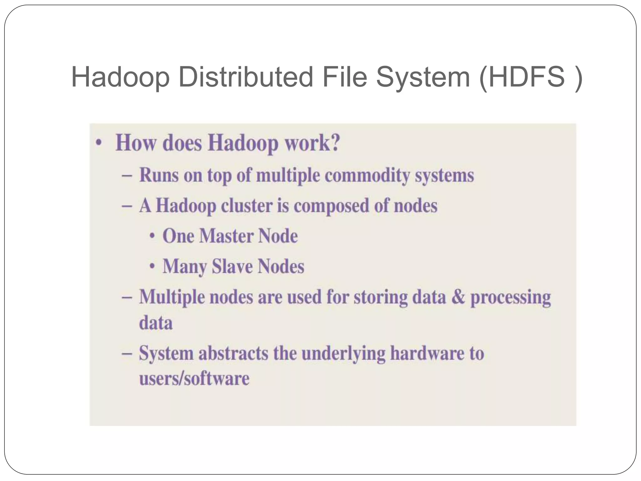 Hadoop Distributed File System (HDFS )
 