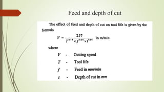 Feed and depth of cut
 