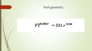 Tool geometry
 