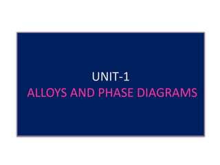 UNIT-1
ALLOYS AND PHASE DIAGRAMS
 