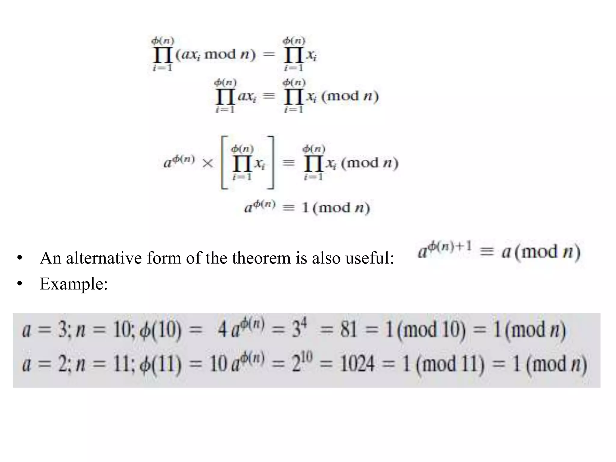 • An alternative form of the theorem is also useful:
• Example:
 