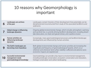 10 reasons why Geomorphology is
important
 