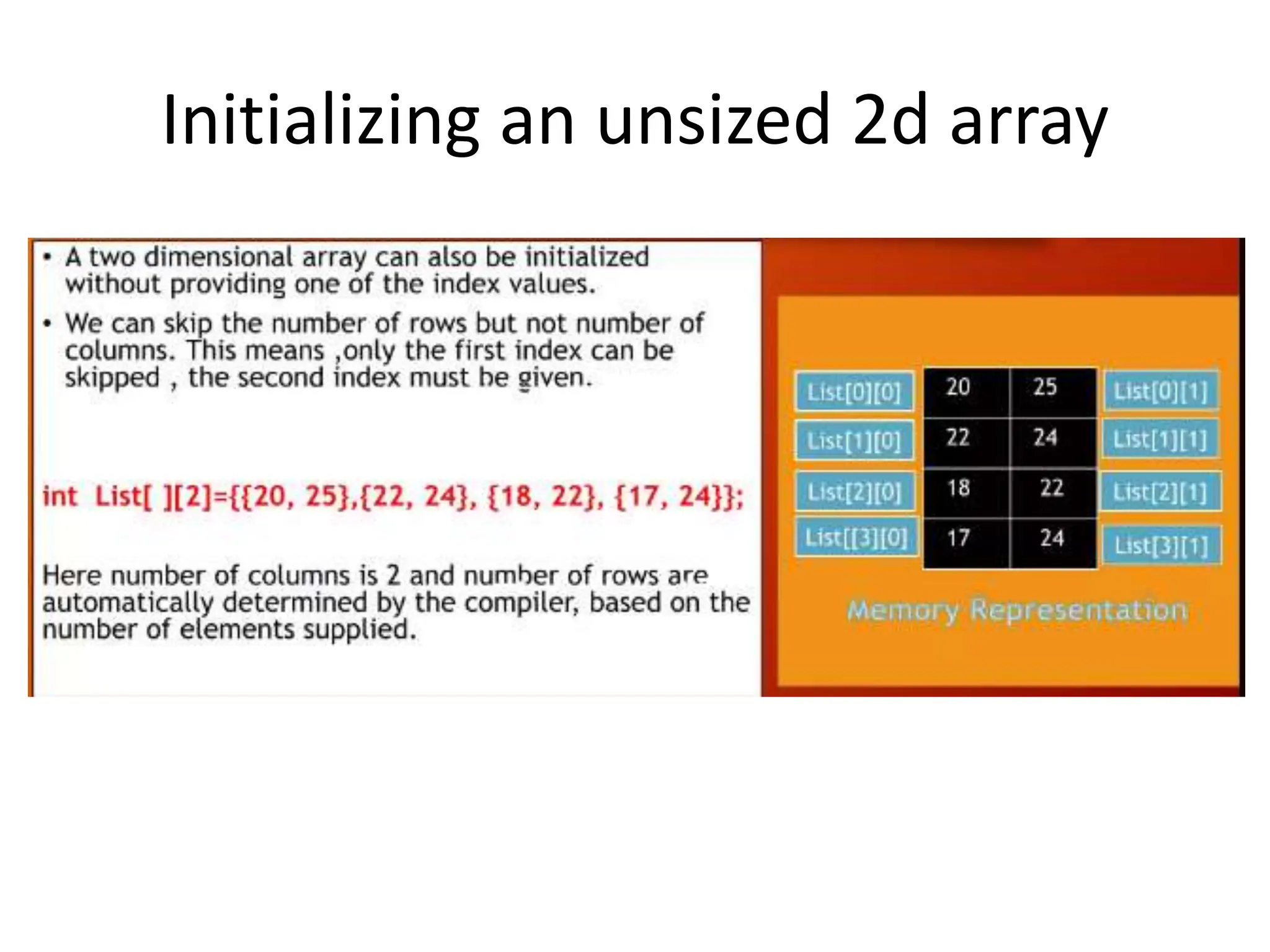 Initializing an unsized 2d array 