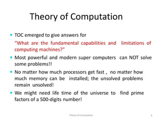 Unit-1 (Mathematical Notations) Theory of Computation PPT | PPTX