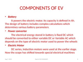 UNIT-1.pptx,ELECTRIC VEHICLES,COMPONENTS OF EV | PPTX
