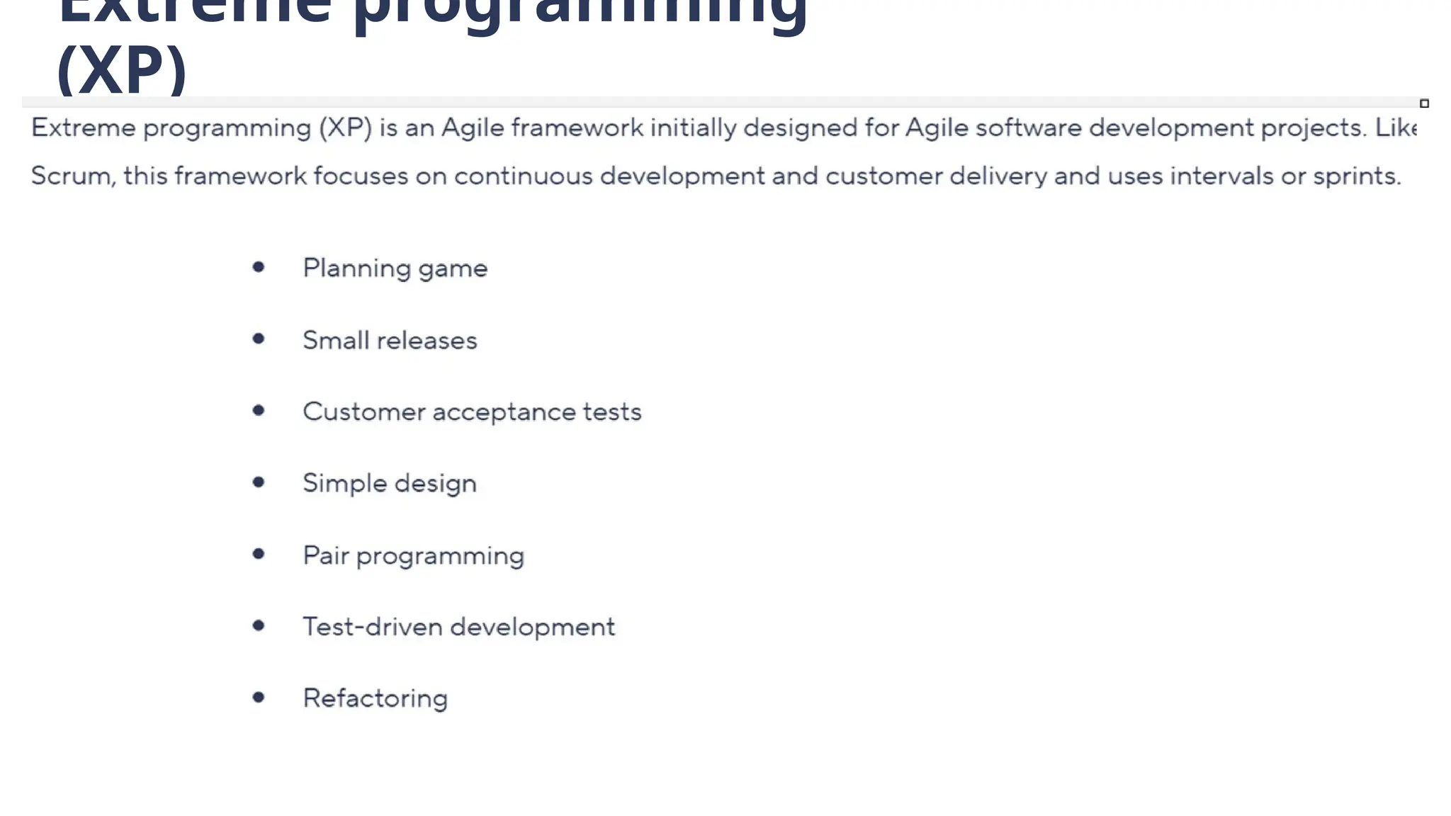 Extreme programming
(XP)
 