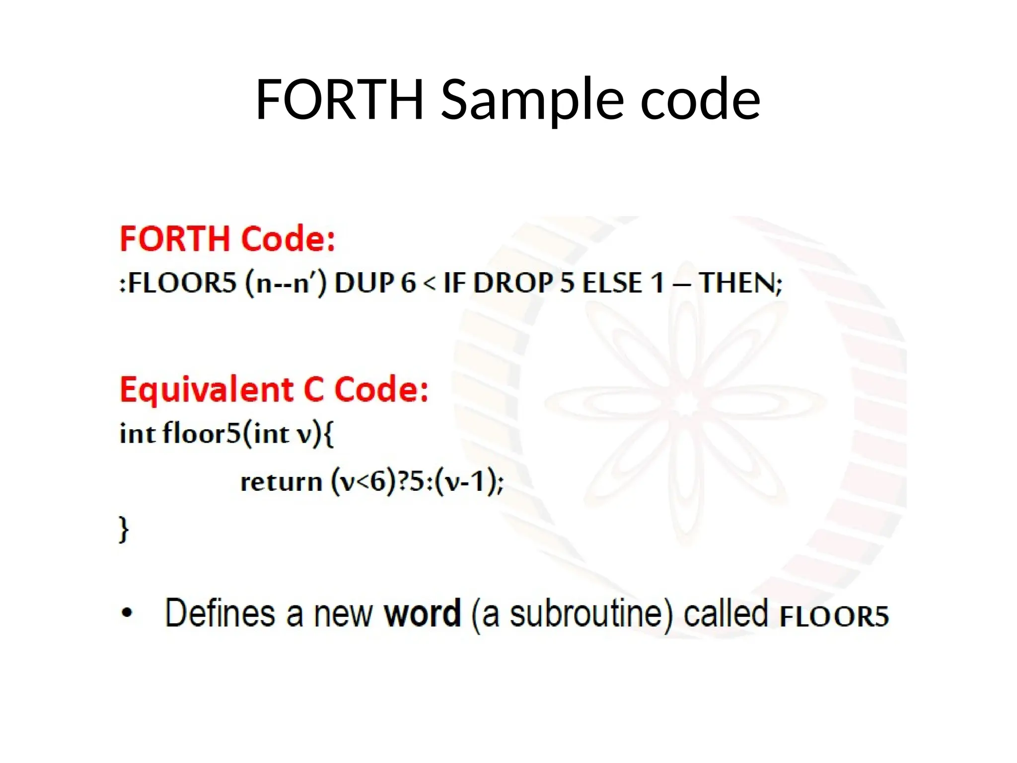 FORTH Sample code
 
