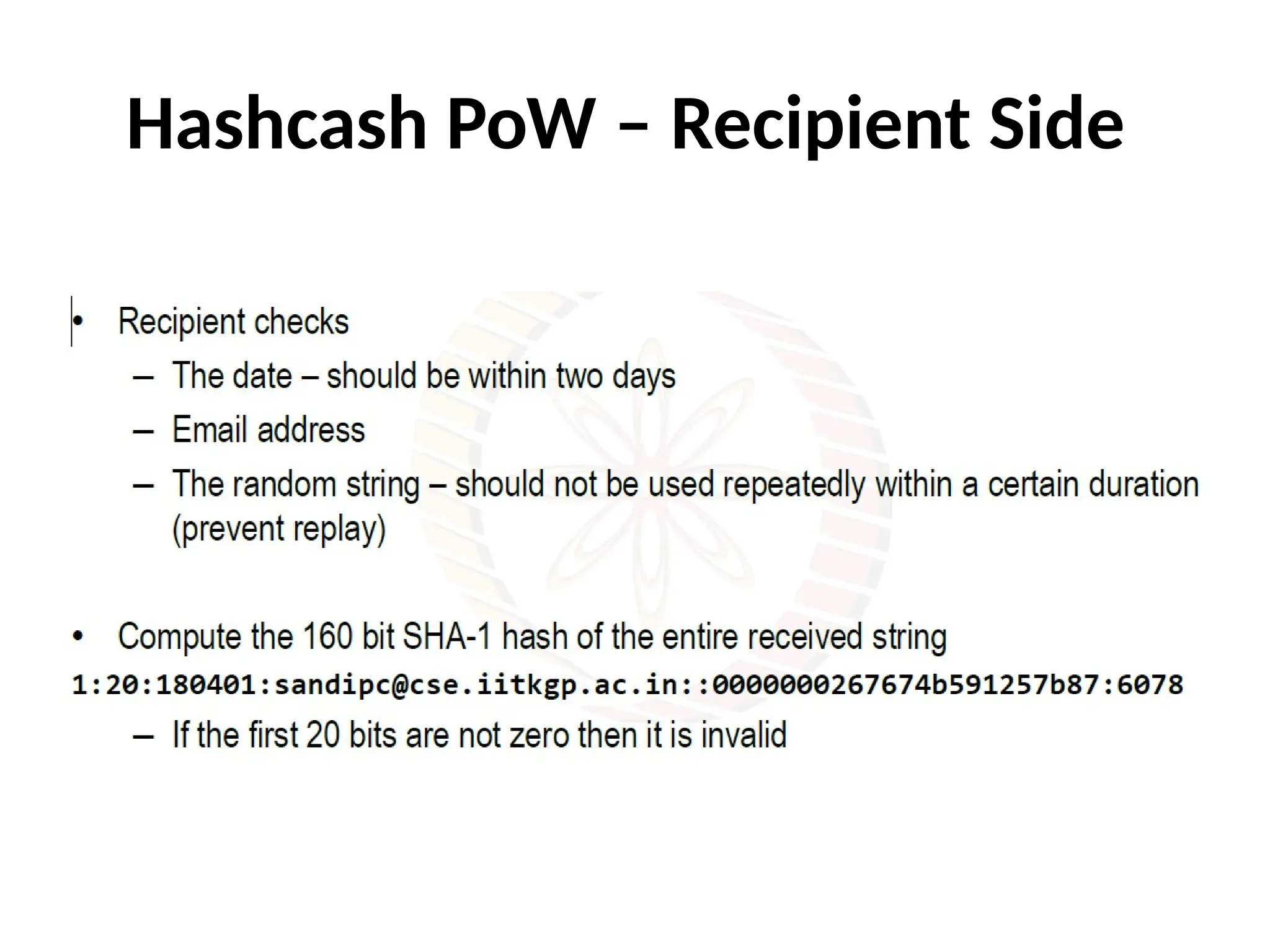 Hashcash PoW – Recipient Side
 