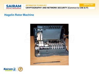 Hagelin Rotor Machine
20ITPC701
CRYPTOGRAPHY AND NETWORK SECURITY (Common to CSE & IT)
 