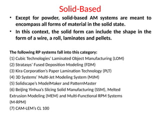 Solid Additive Manufacturing Introduction to additive manufacturing.. | PPTX