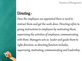 Management Direction Post Introduction to Management - Meaning, Nature, Scope, Levels of ...