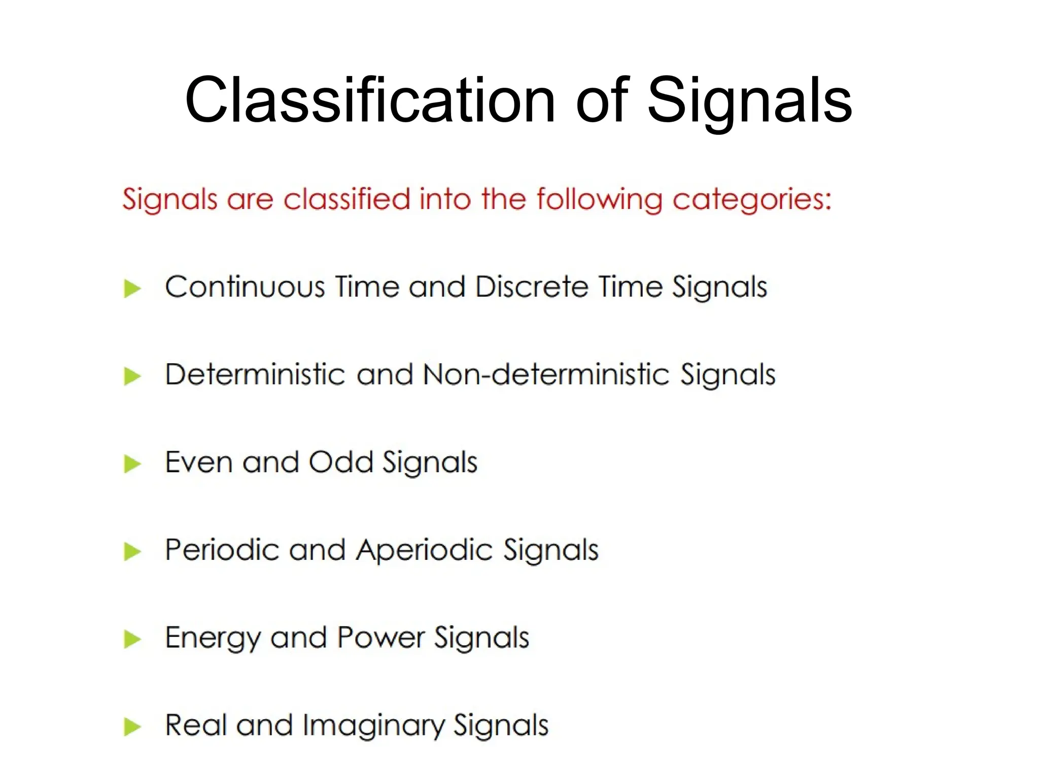 Classification of Signals
 