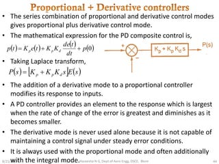 8/21/2017
• The series combination of proportional and derivative control modes
gives proportional plus derivative control...