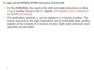 III. Logic and bit MANIPULATION Instructions (12) (Contd) 
101 
 