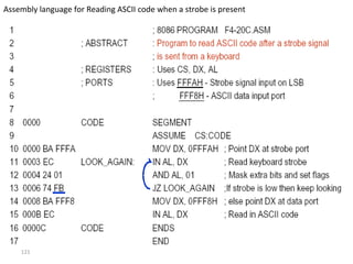 Assembly language for Reading ASCII code when a strobe is present 
121 
 