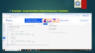  Example : Swap Numbers (Using Temporary Variable)
 