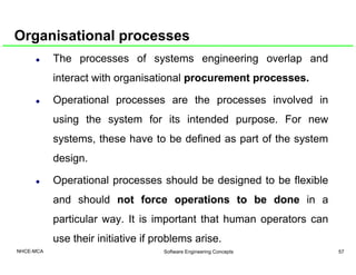 Organisational processes
The processes of systems engineering overlap and
interact with organisational procurementprocurem...
