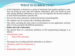 Unit 1-subroutines in perl | PPT