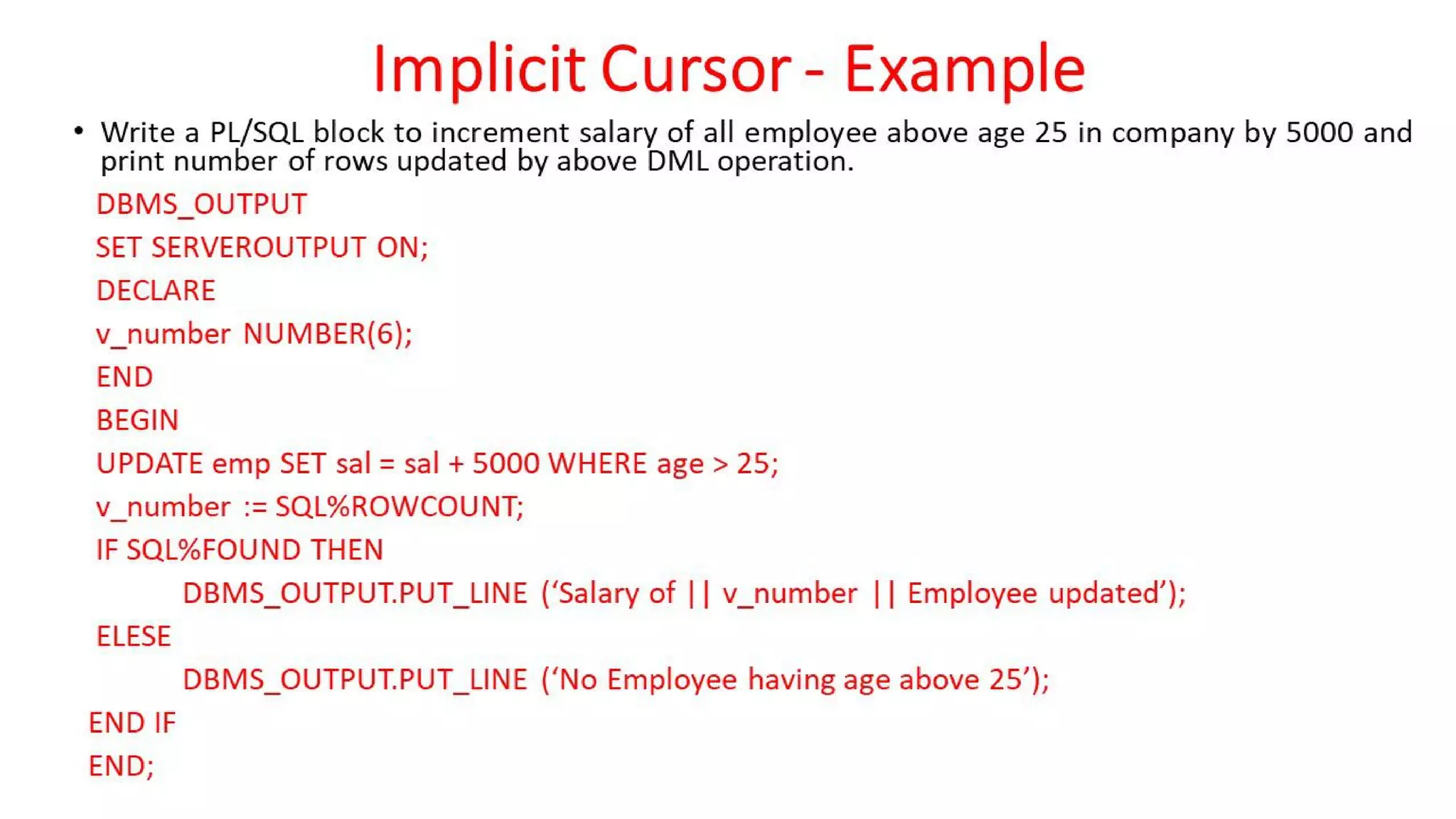 DBMS Unit - 10 - PL/SQL Concepts