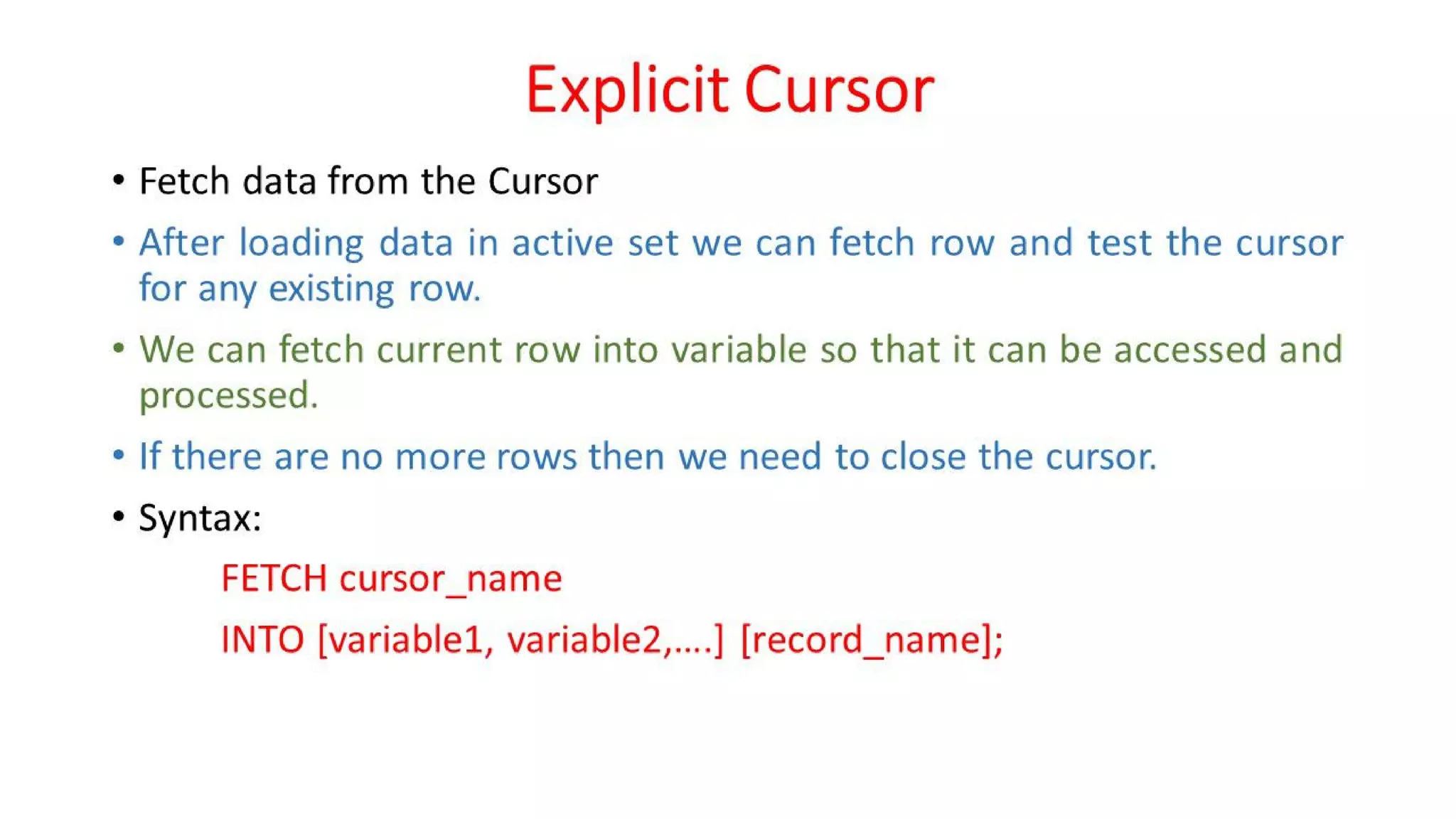 DBMS Unit - 10 - PL/SQL Concepts