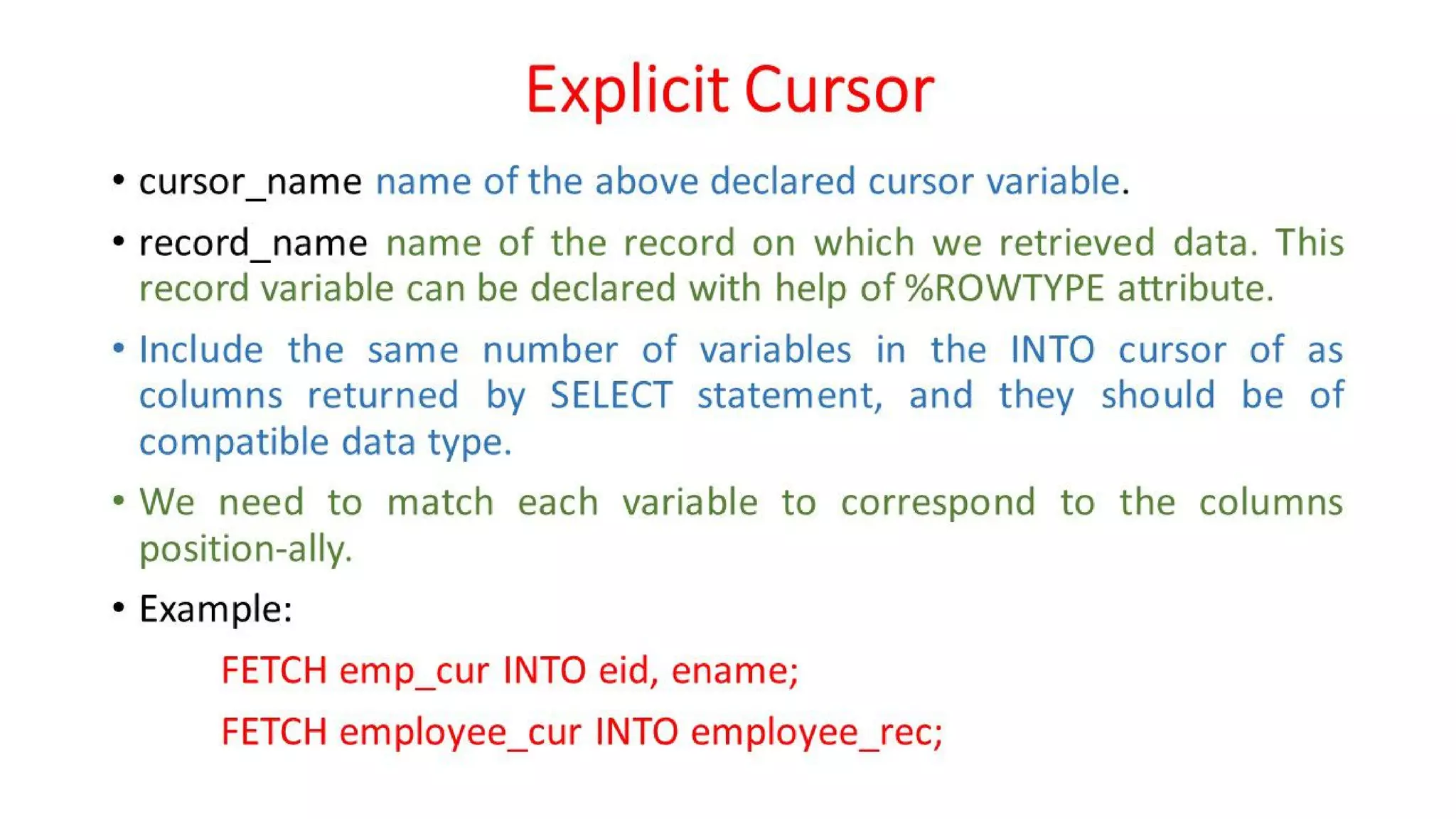 DBMS Unit - 10 - PL/SQL Concepts