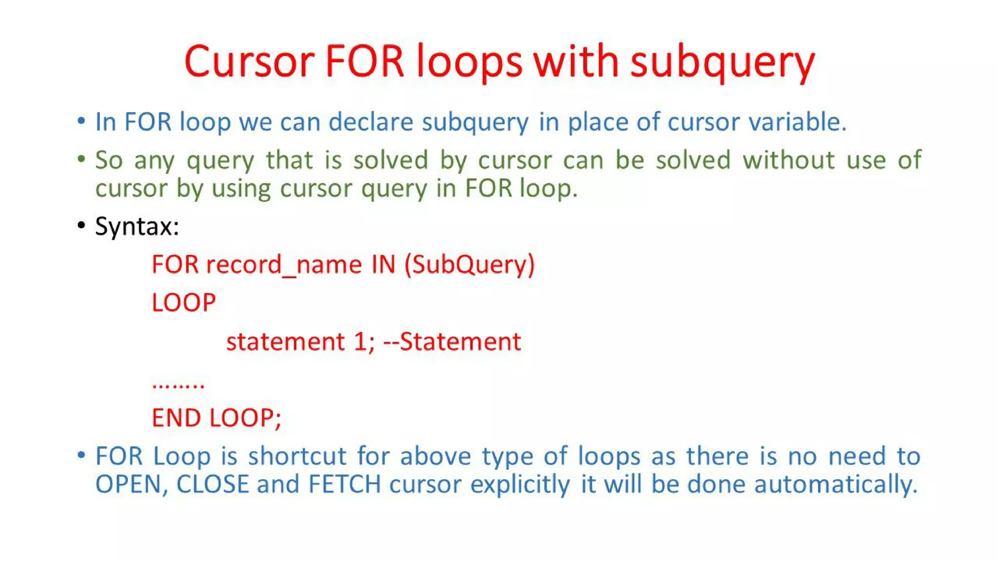 DBMS Unit - 10 - PL/SQL Concepts