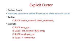DBMS Unit - 10 - PL/SQL Concepts