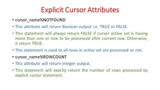 DBMS Unit - 10 - PL/SQL Concepts