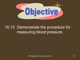 10.13 Demonstrate the procedure for measuring blood pressure. Objective 