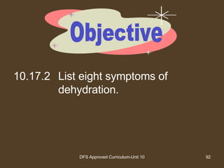 10.17.2 List eight symptoms of dehydration. Objective 