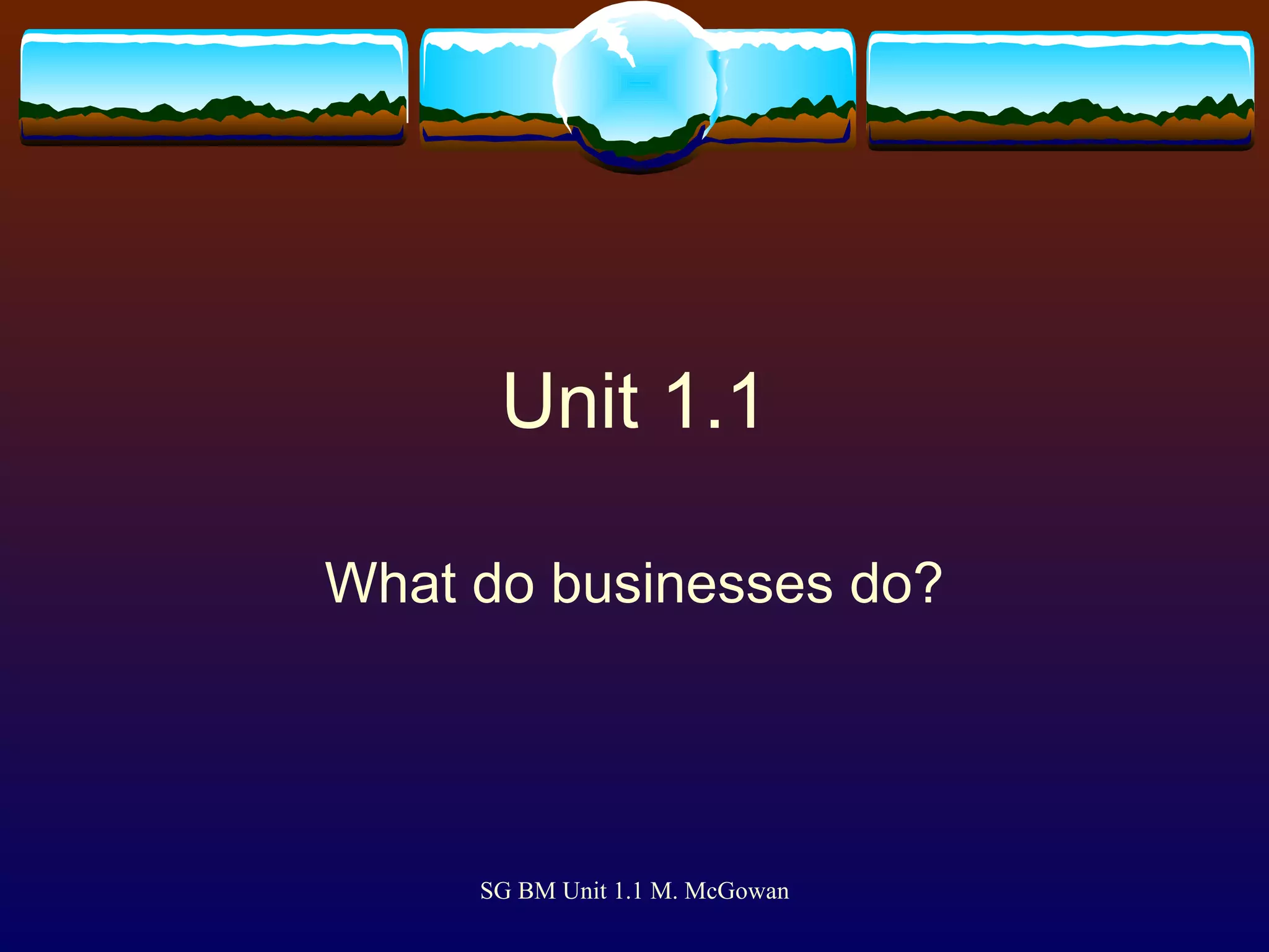 Unit 1.1 What do businesses do? 