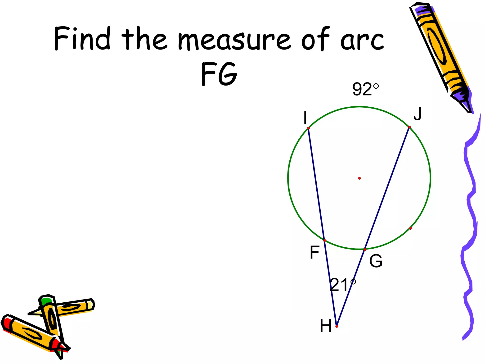 Find the measure of arc FG
