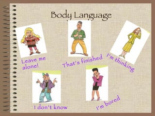 Body Language Leave me alone! I don’t know I’m thinking That’s finished I’m bored 