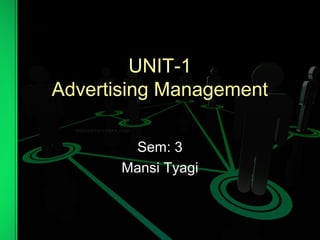 UNIT-1
Advertising Management
Sem: 3
Mansi Tyagi
 