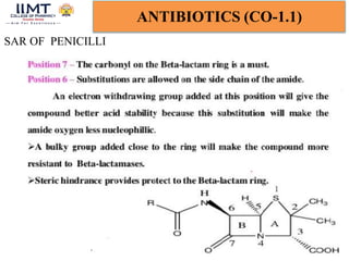 SAR OF PENICILLI
5/8/2024 Chandana majee BP-601T Med.Chem-III Unit-1 16
ANTIBIOTICS (CO-1.1)
 