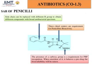 SAR OF PENICILLI
ANTIBIOTICS (CO-1.3)
 