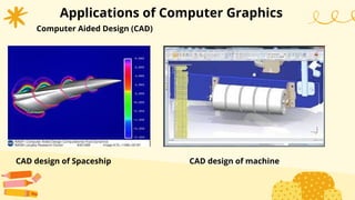 Applications of Computer Graphics
Computer Aided Design (CAD)
CAD design of Spaceship CAD design of machine
 