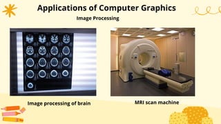 Applications of Computer Graphics
Image Processing
Image processing of brain MRI scan machine
 