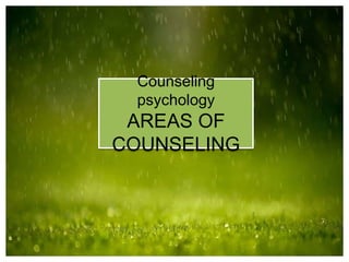 Counseling
psychology
AREAS OF
COUNSELING
 