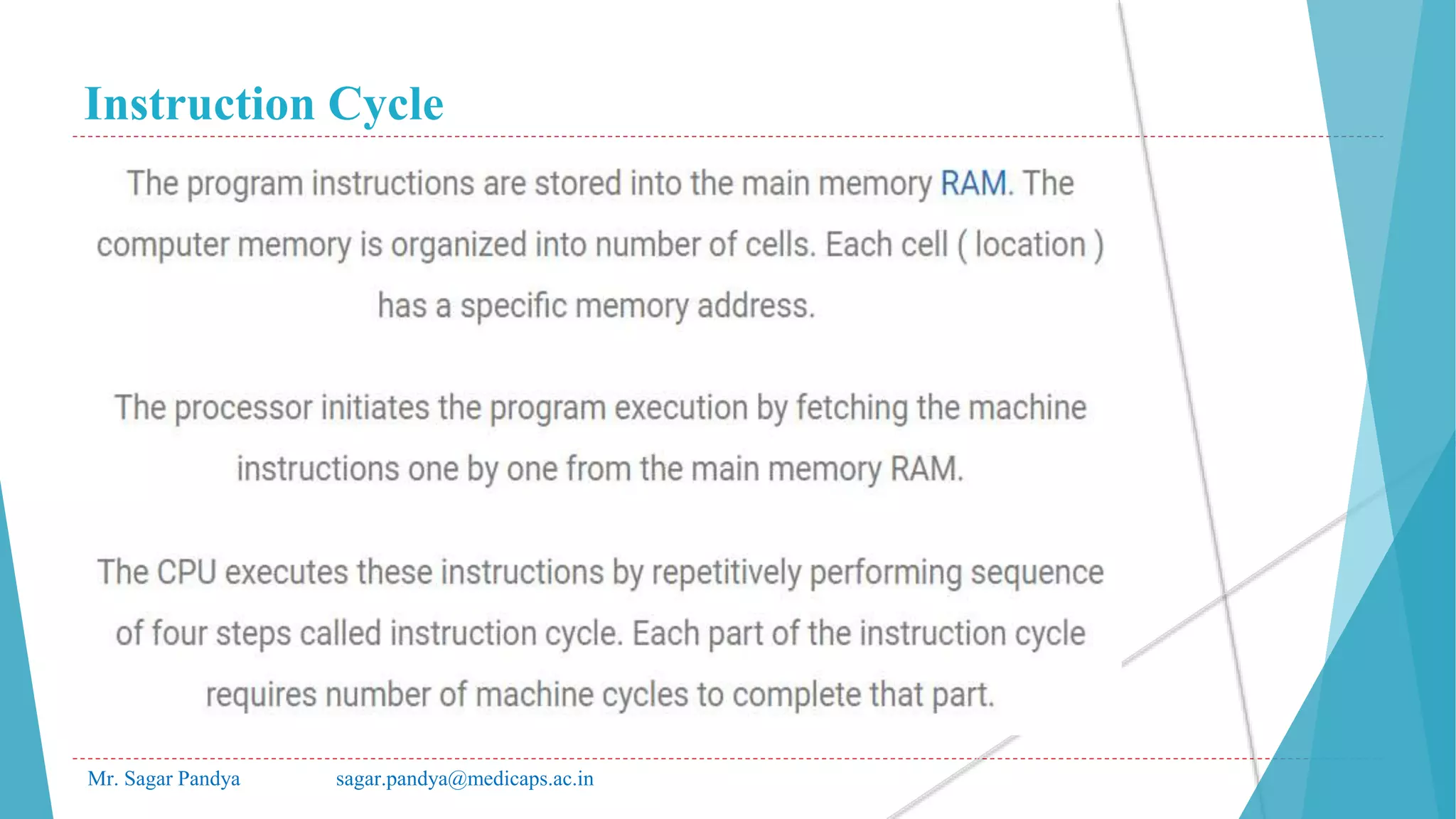 Instruction Cycle
Mr. Sagar Pandya sagar.pandya@medicaps.ac.in
 