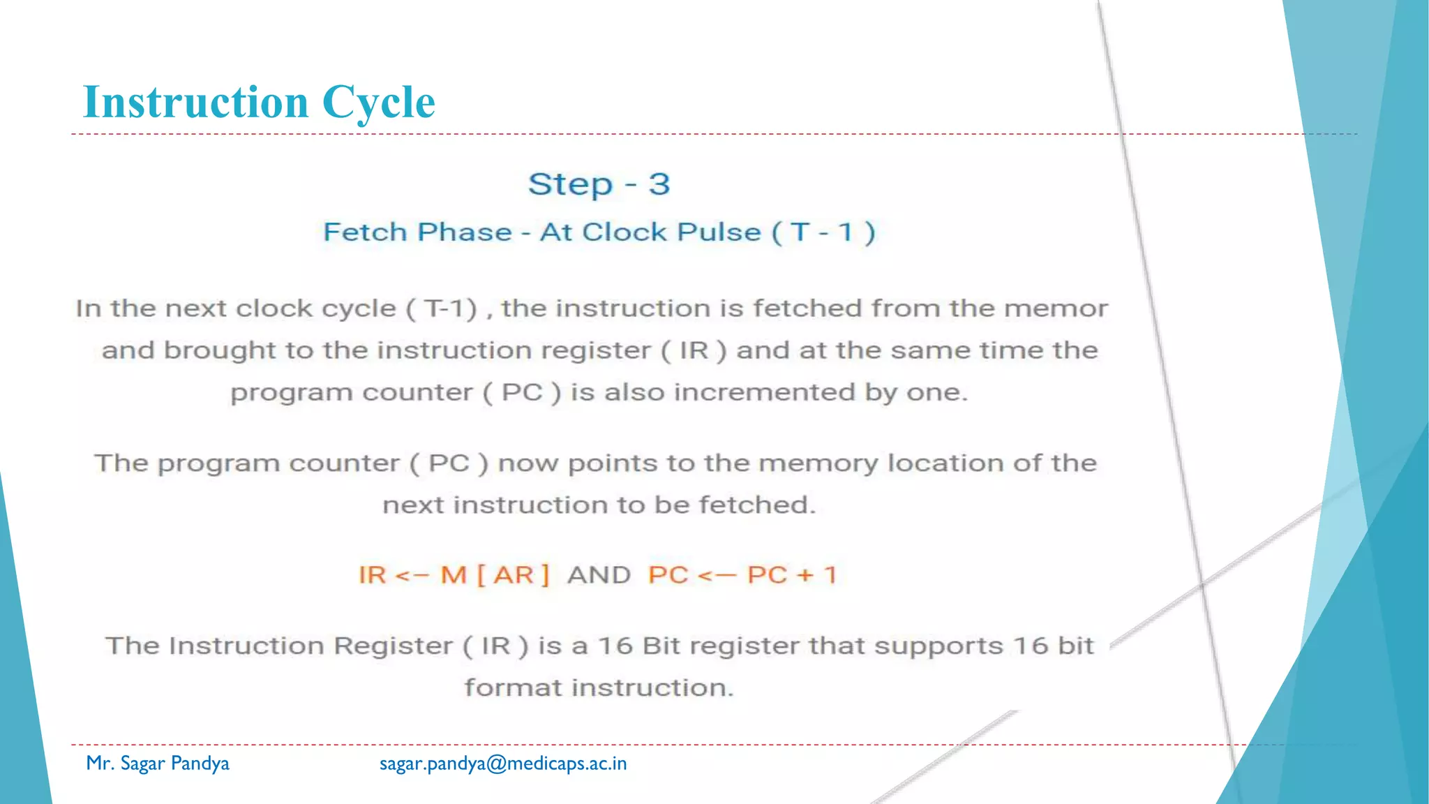 Instruction Cycle
Mr. Sagar Pandya sagar.pandya@medicaps.ac.in
 