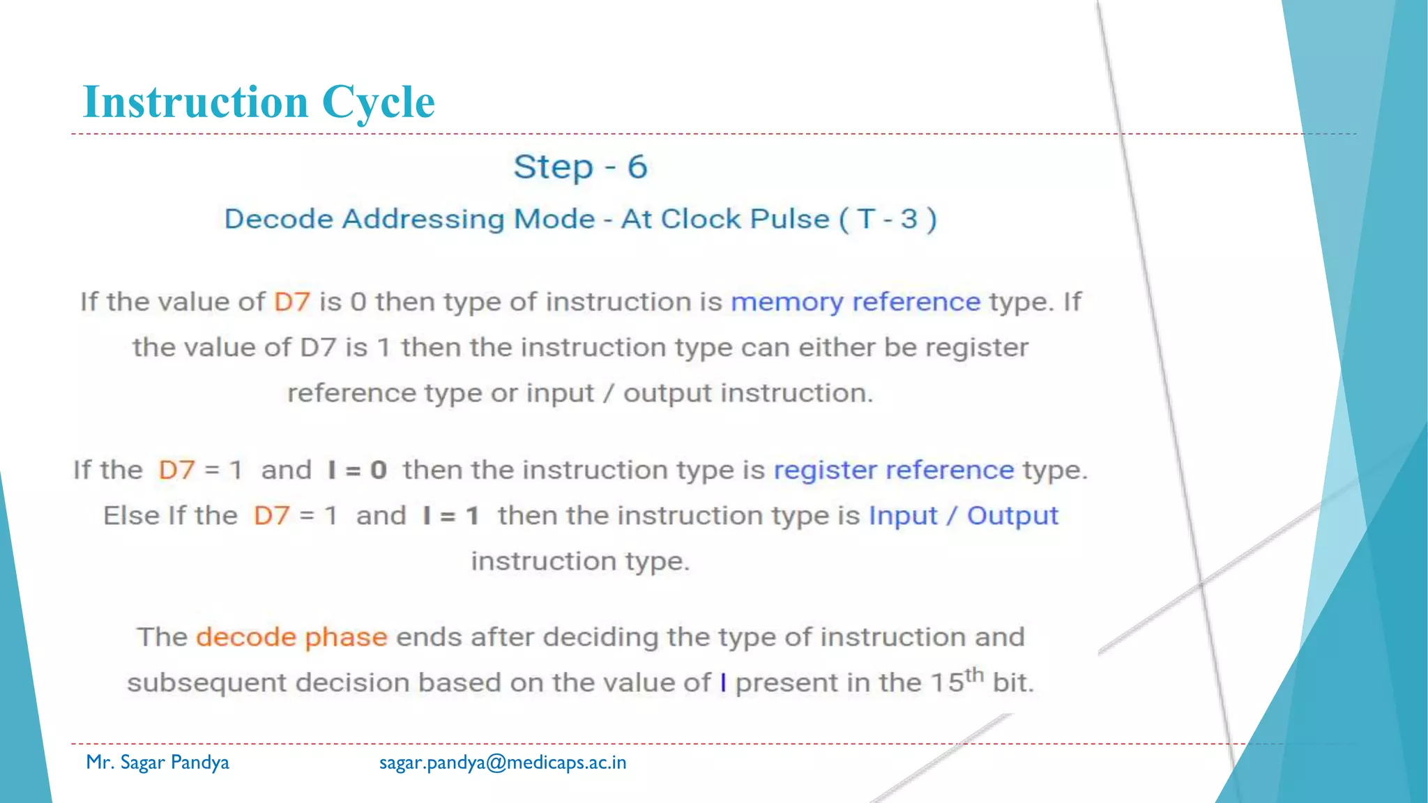 Instruction Cycle
Mr. Sagar Pandya sagar.pandya@medicaps.ac.in
 