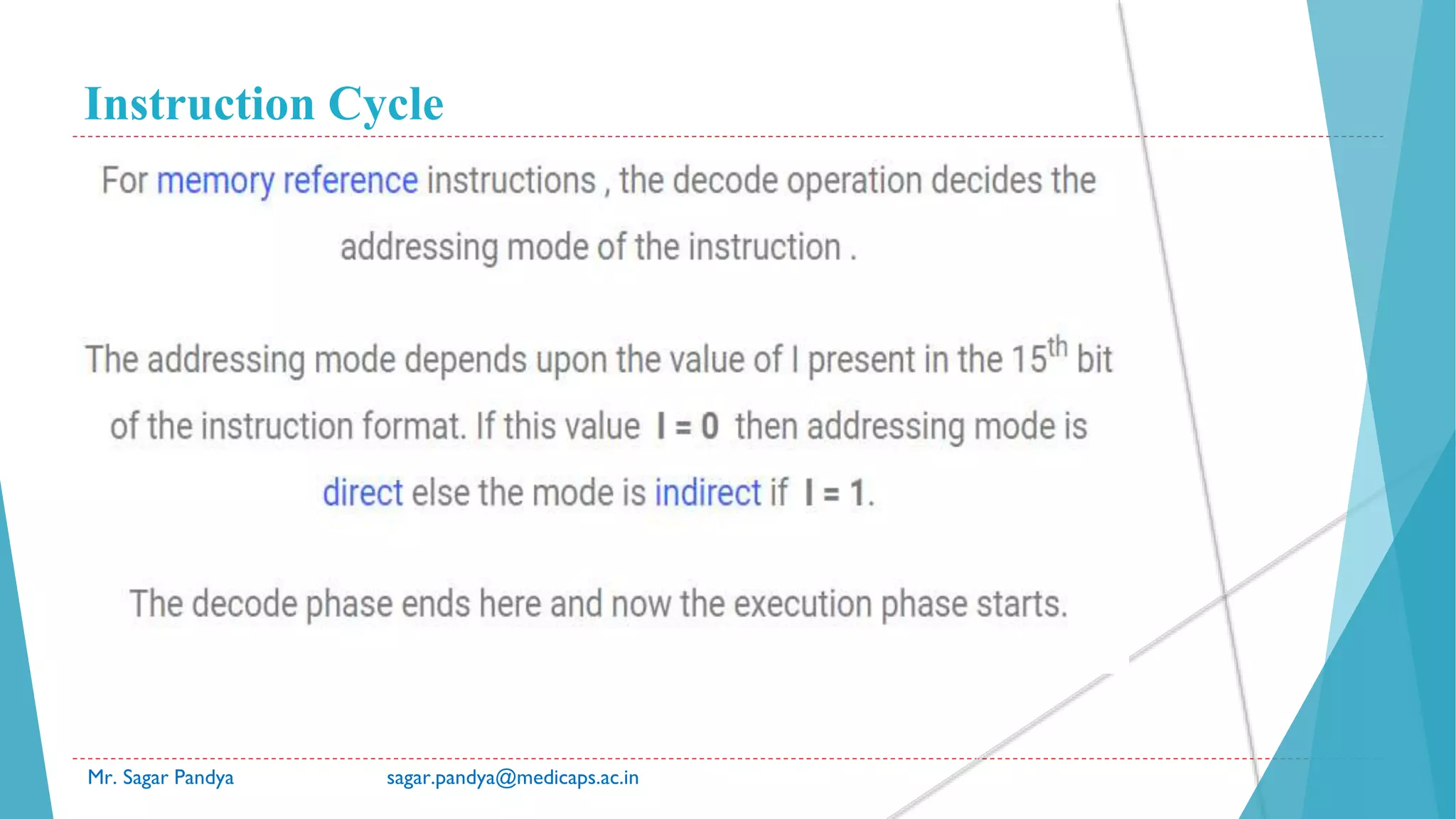 Instruction Cycle
Mr. Sagar Pandya sagar.pandya@medicaps.ac.in
 