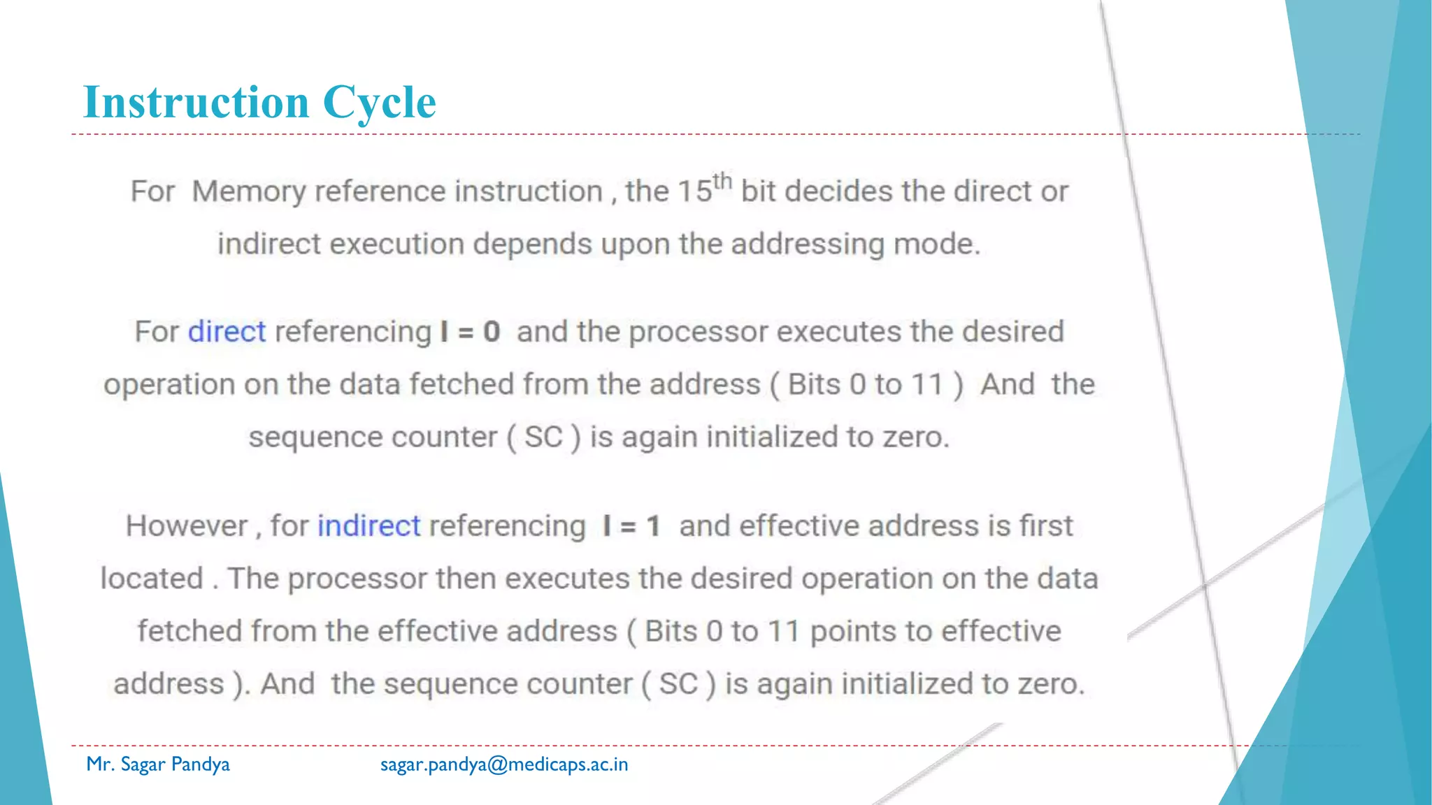 Instruction Cycle
Mr. Sagar Pandya sagar.pandya@medicaps.ac.in
 