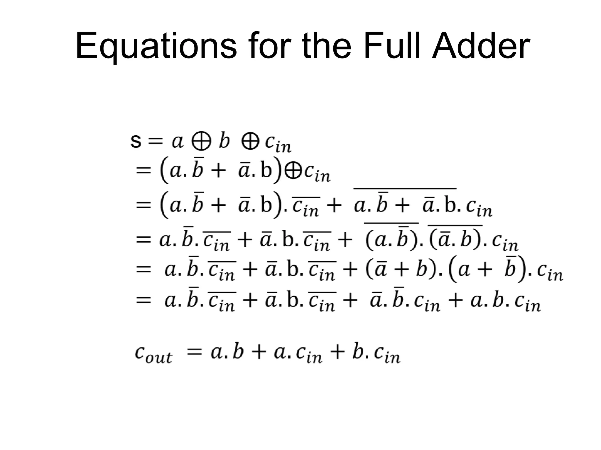 Equations for the Full Adder
 
