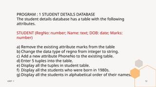 Integer In Database Unit-1 -Database System Concepts and Architecture | PPTX