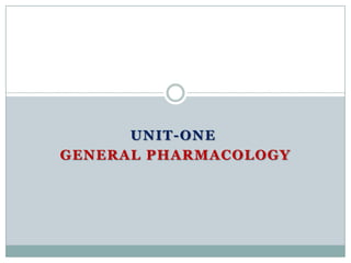 UNIT-ONE
GENERAL PHARMACOLOGY

 