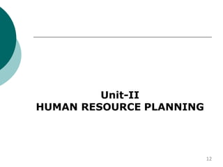 Unit-II
HUMAN RESOURCE PLANNING
12
 