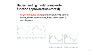 Understanding model complexity:
function approximation (cont’d)
82
Polynomial curve fitting: polynomials having various
or...